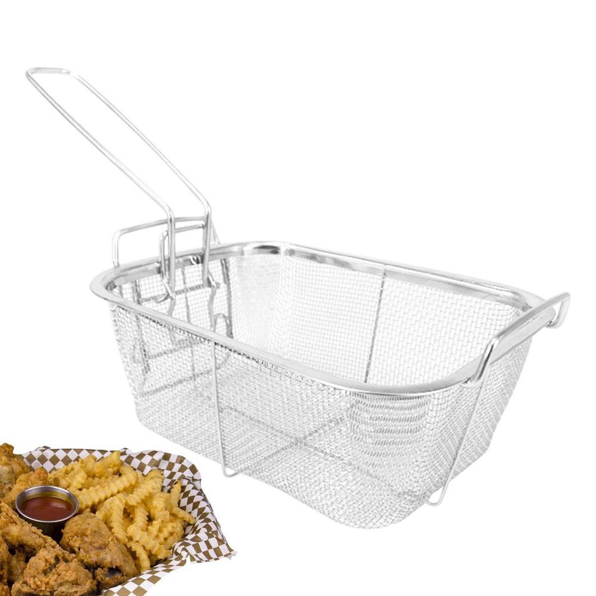 GENERICO - Cesta Freidora Acero Inoxidable Colador Multiuso Airfryer