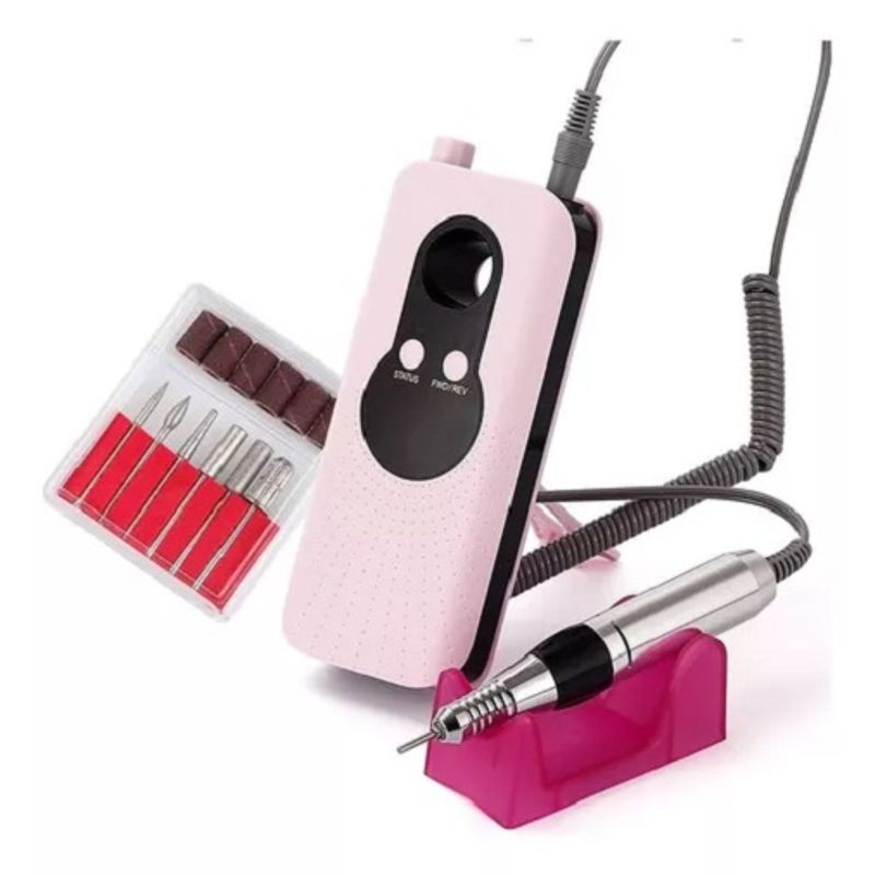 GENERICO - Torno Uñas Inalámbrico Lcd 35000Rpm Manicura 228207 Rosa