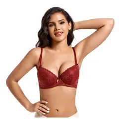 ADANNU - Sostén de Encaja Mujer Push up - 80670 Burdeo