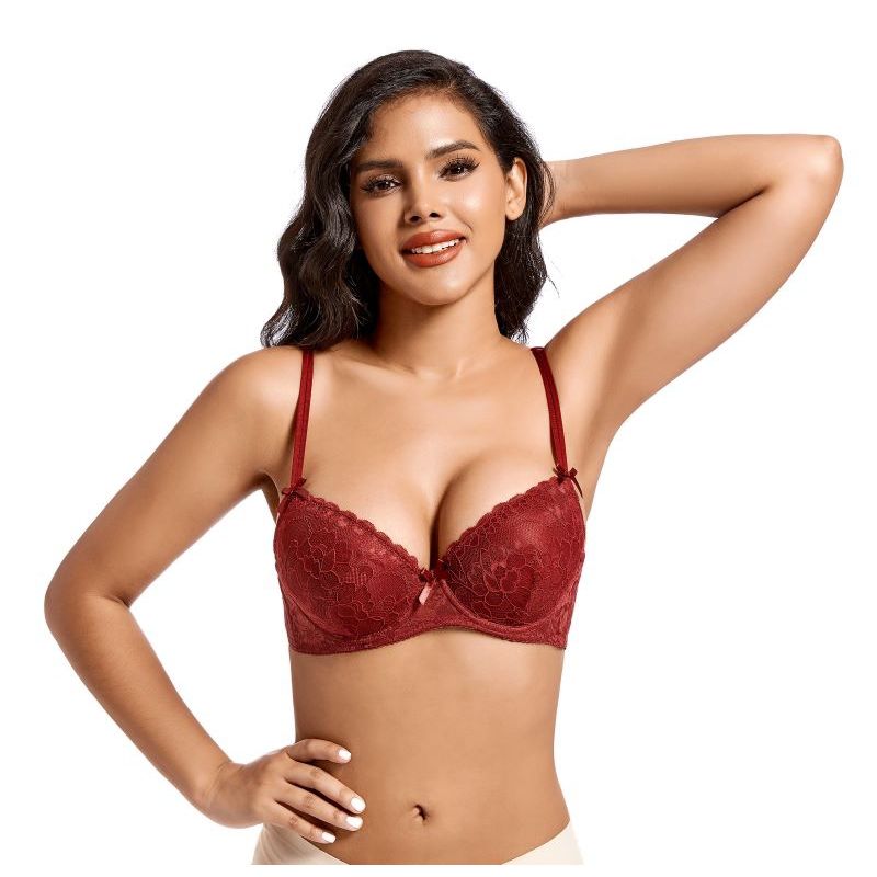ADANNU - ADANNU Sostén de Encaja Mujer Push up - 80670 Burdeo