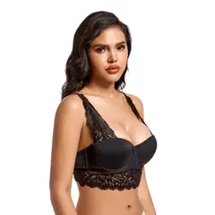 ADANNU - Sostén de Encaje Mujer bustier Push up - 20675 Negro