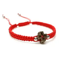 GENERICO - Pulsera Artesanal Hilo Rojo con dije de Cruz