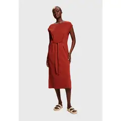 ESPRIT - Vestido Midi De Punto Con Lazada Mujer