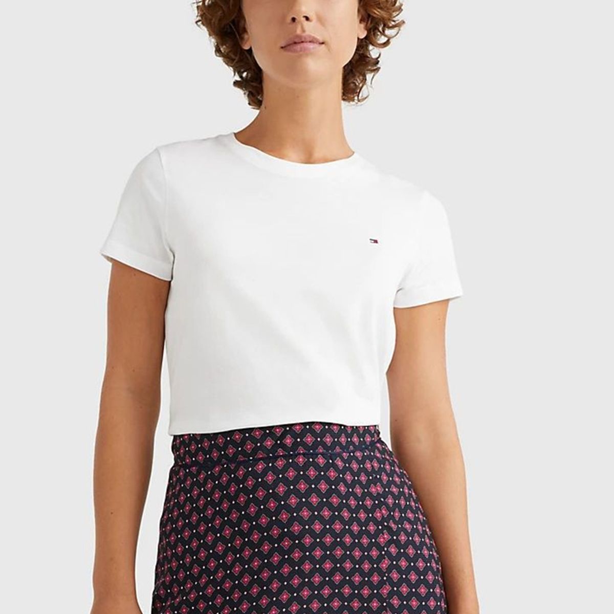 TOMMY HILFIGER - Polera Heritage C-Neck Blanco Mujer