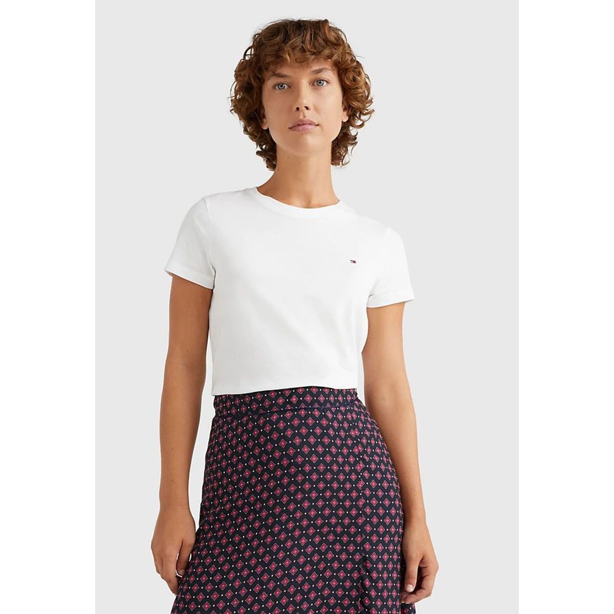 TOMMY HILFIGER - Polera Heritage C-Neck Blanco Mujer