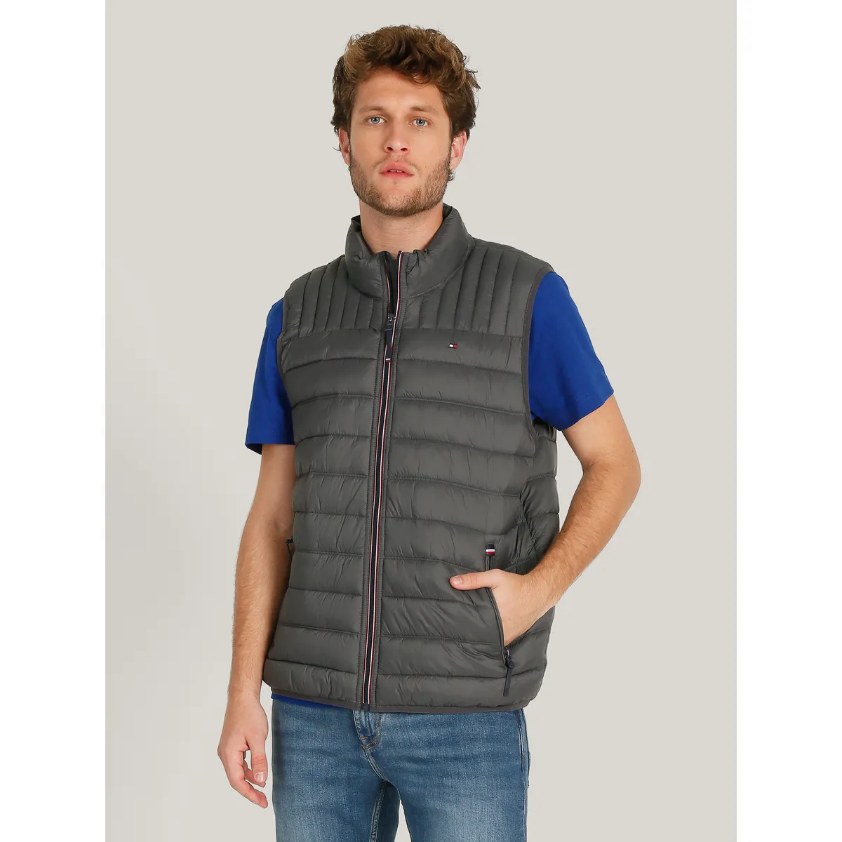 TOMMY HILFIGER - Parka Vest Light Weight Quilted Gris Tommy Hilfiger