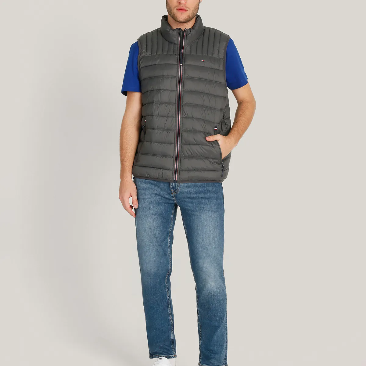 TOMMY HILFIGER - Parka Vest Light Weight Quilted Gris Tommy Hilfiger