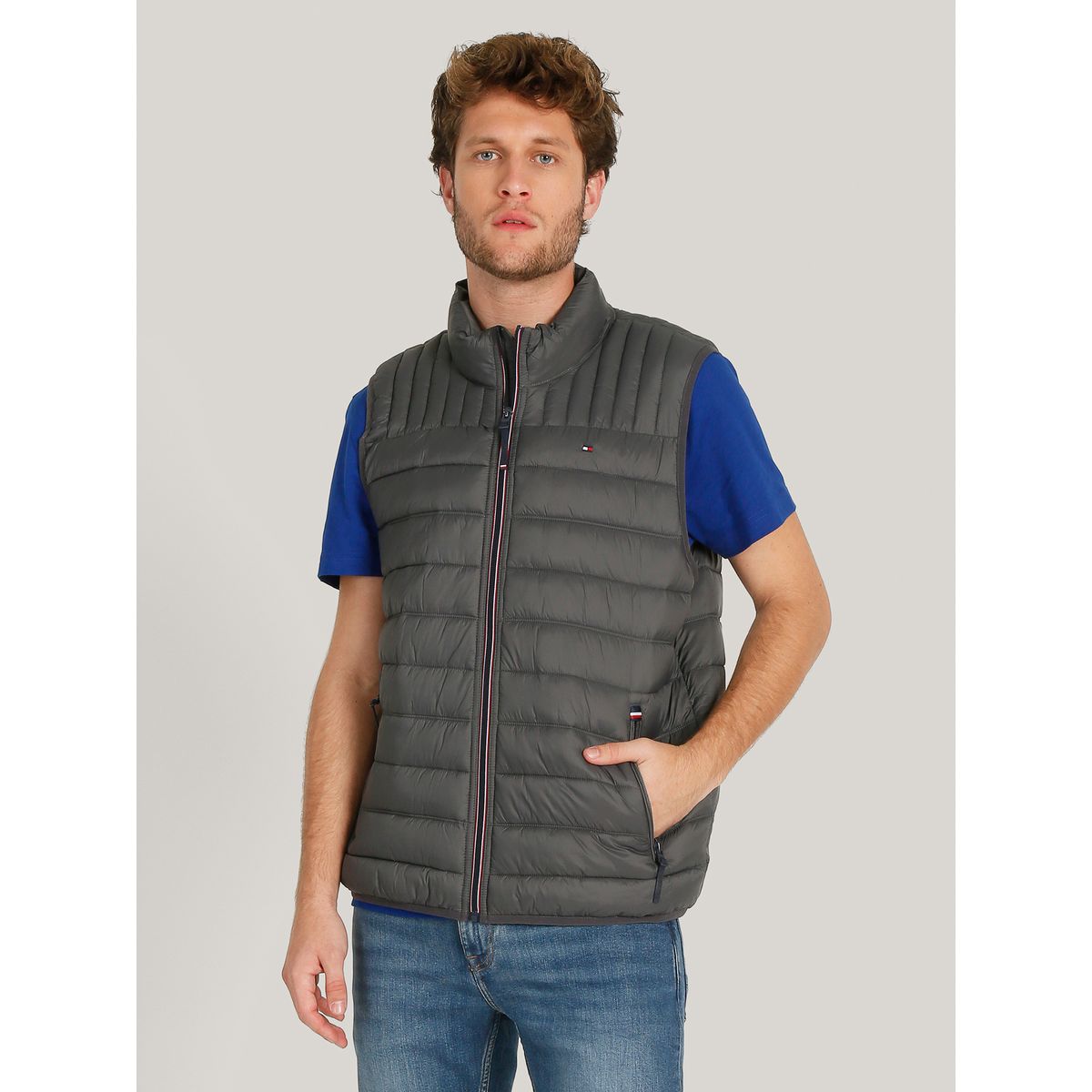 TOMMY HILFIGER - Parka Vest Light Weight Quilted Gris Tommy Hilfiger