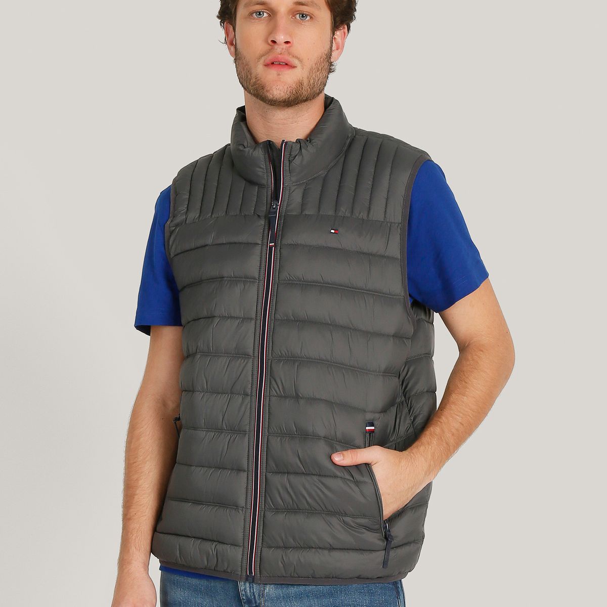 TOMMY HILFIGER - Parka Vest Light Weight Quilted Gris Tommy Hilfiger