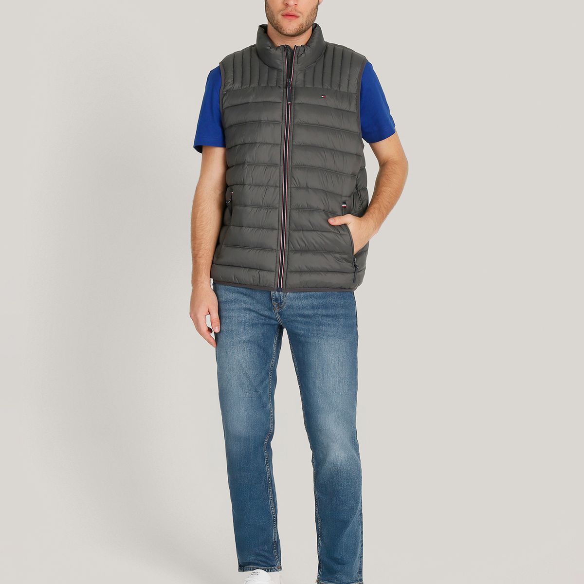 TOMMY HILFIGER - Parka Vest Light Weight Quilted Gris Tommy Hilfiger