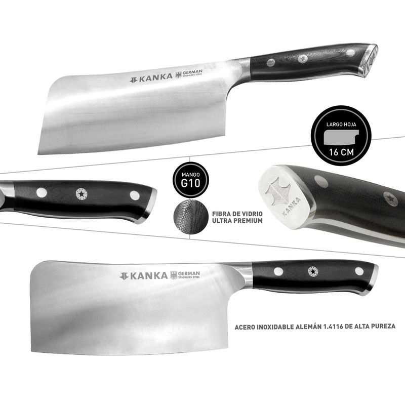 KANKA - KANKA - Hacha Profesional 17cm Acero Inoxidable Alemán Mango G10