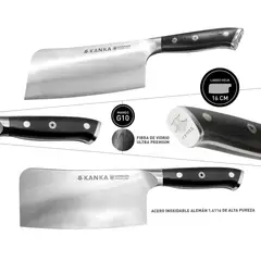 KANKA - - Hacha Profesional 17cm Acero Inoxidable Alemán Mango G10