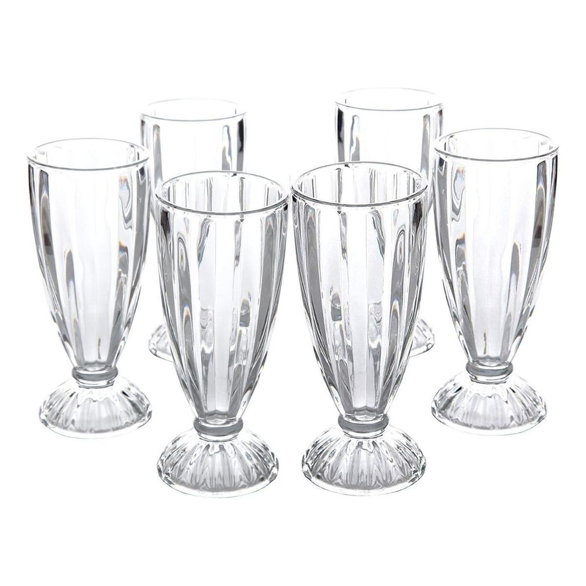 IMPORTCLICK - Set 6 Copas Postres Milkshake Vidrio 369 ML - Turquesa