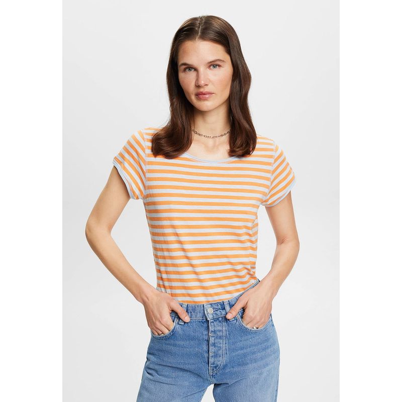 ESPRIT - Polera De Rayas Con Borde Enrollado Mujer Esprit ESPRIT