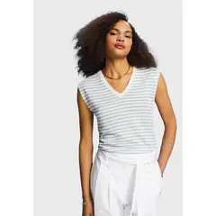 ESPRIT - Polera A Rayas Cuello V Mujer
