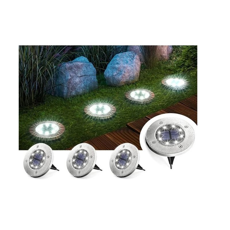 GENERICO - Pack X4 Luz Led Solar Con Estaca Exterior Jardin 8 Led