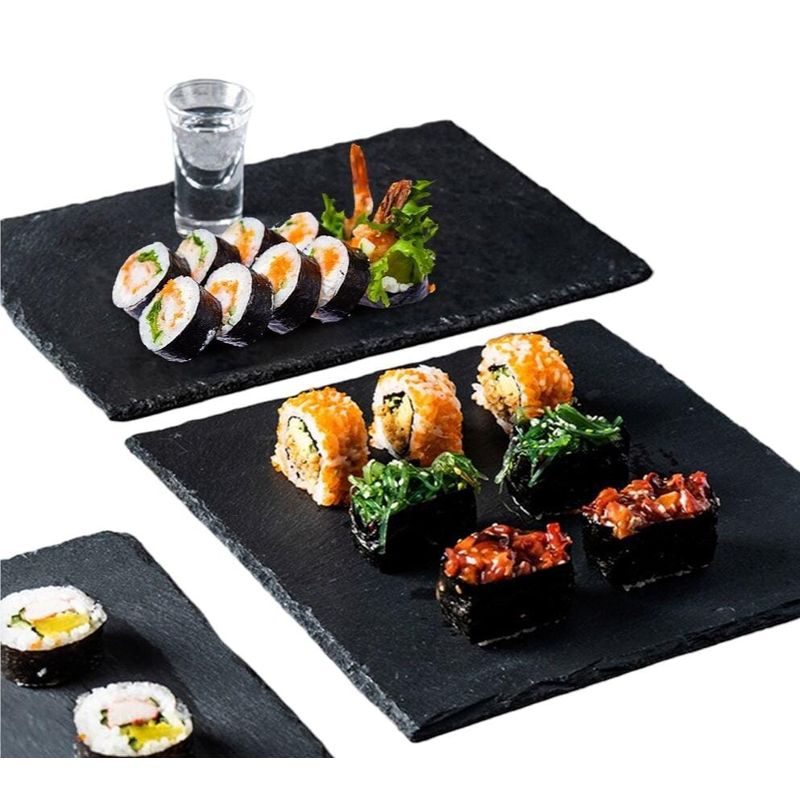 GENERICO - Plato Cuadrada Natural Plancha Piedra Emplatado Bandeja 15cm