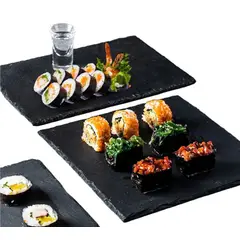 GENERICO - Plato Cuadrada Natural Plancha Piedra Emplatado Bandeja 15cm