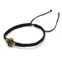 GENERICO - Pulsera Artesanal Hilo Negro con Dije de Cruz