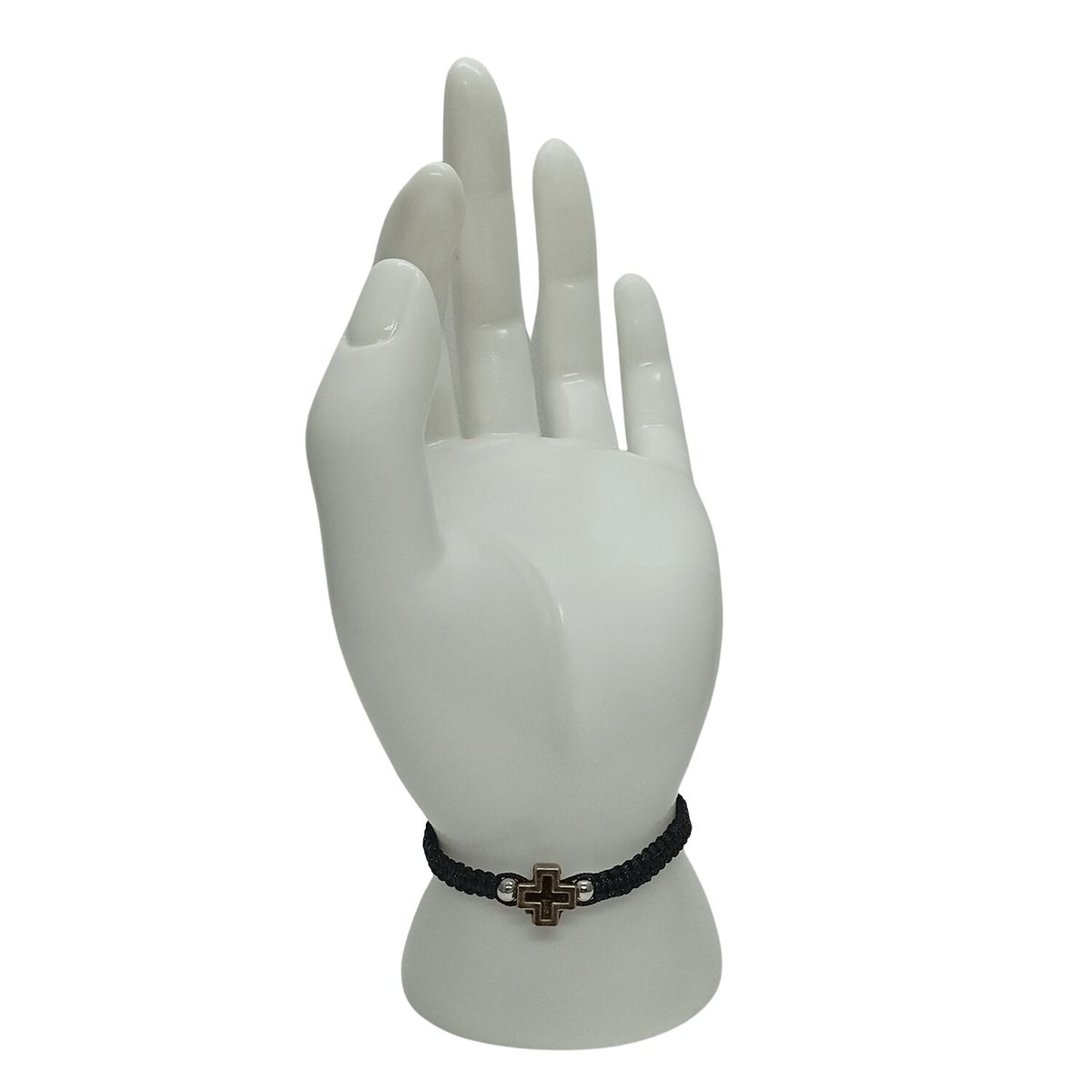 GENERICO - Pulsera Artesanal Hilo Negro con Dije de Cruz