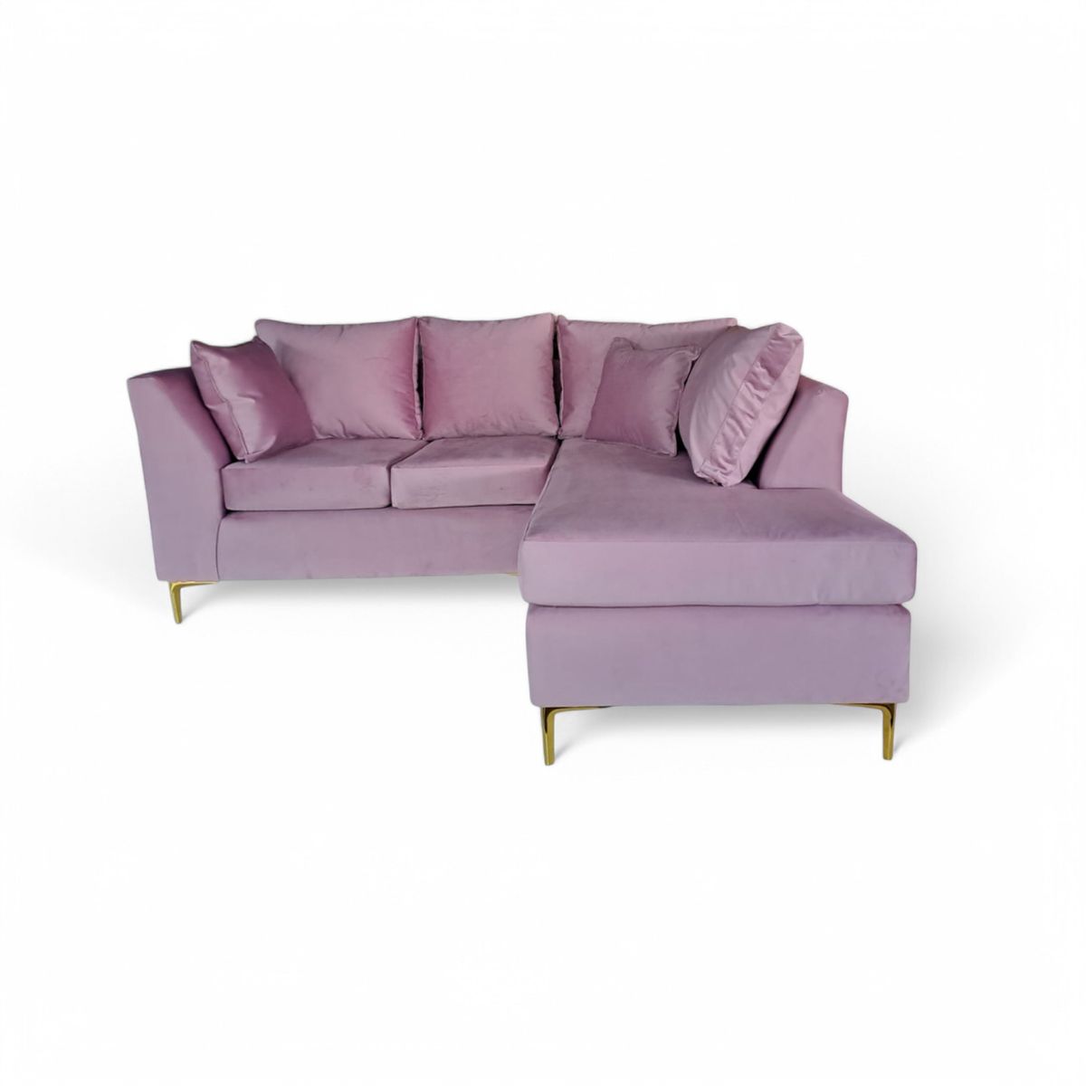 MUEBLERIA LATINA - SECCIONAL FELPA ESTOCOLMO CHICO DERECHO PALO ROSA