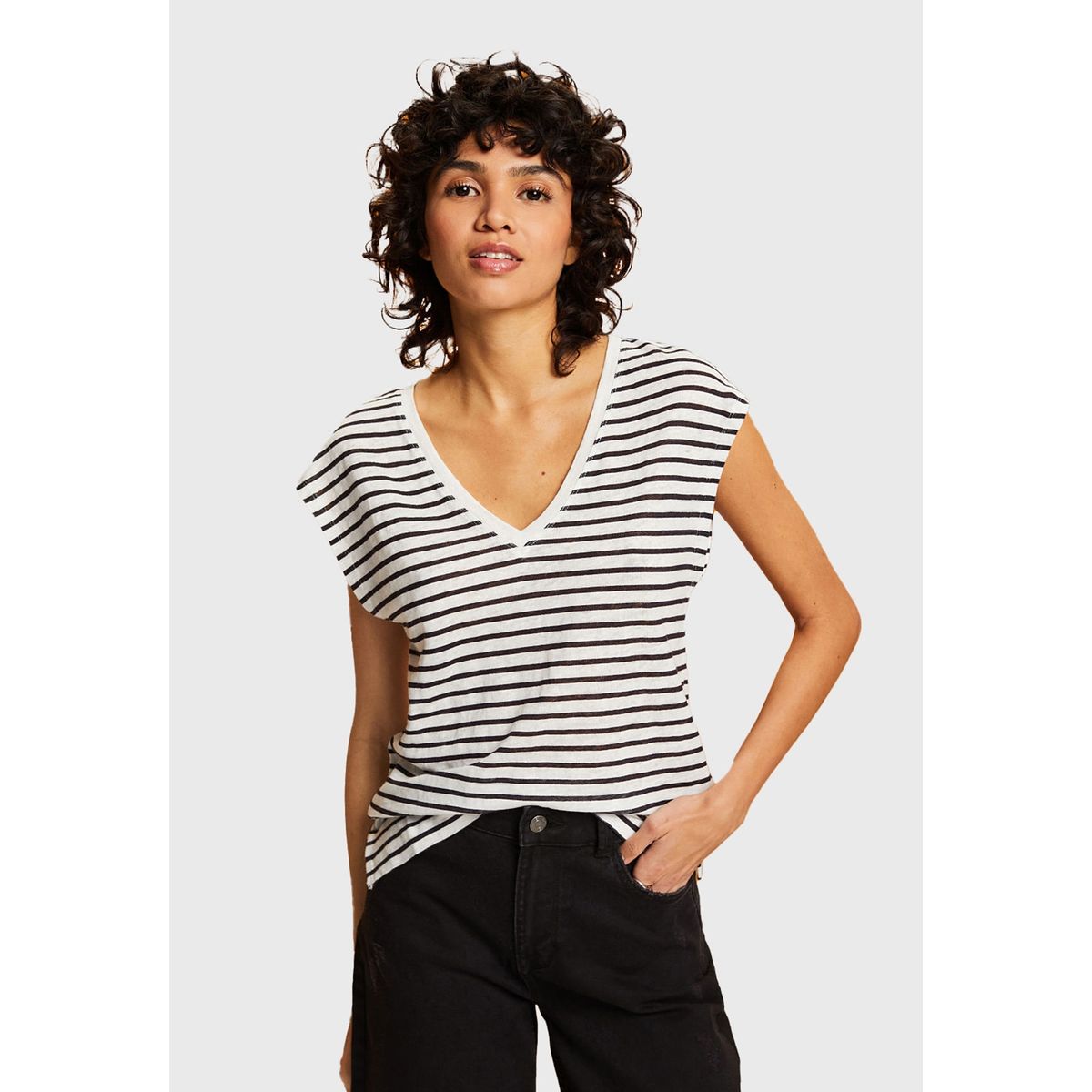 ESPRIT - Polera A Rayas Cuello V Mujer Esprit ESPRIT