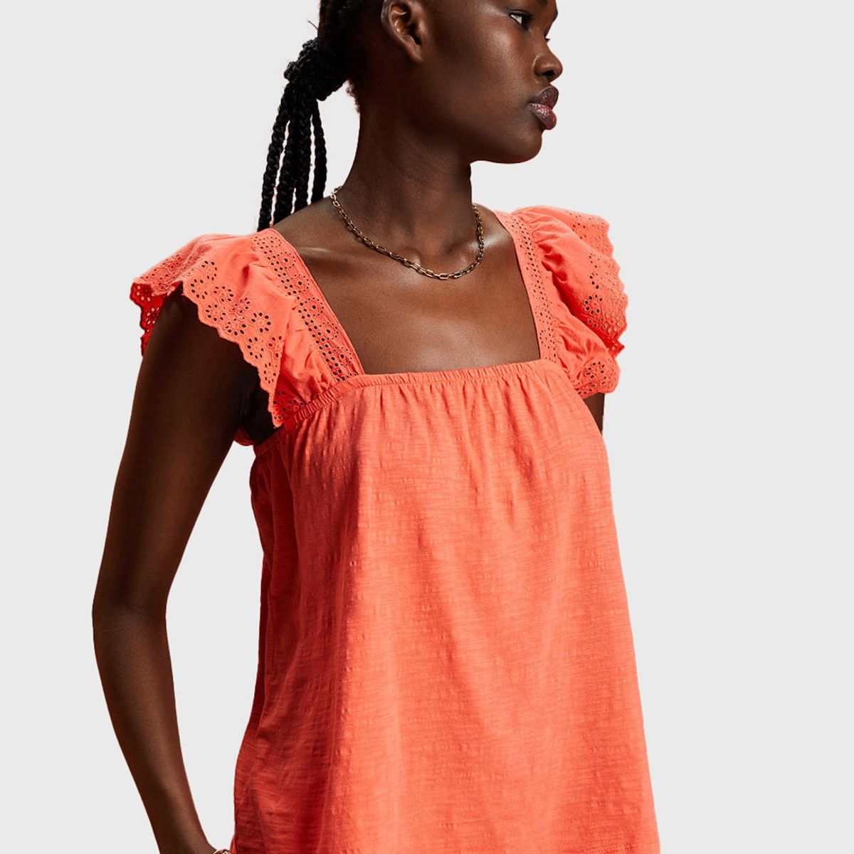 ESPRIT - Polera Mangas Bordadas Cuello Recto Mujer Esprit ESPRIT