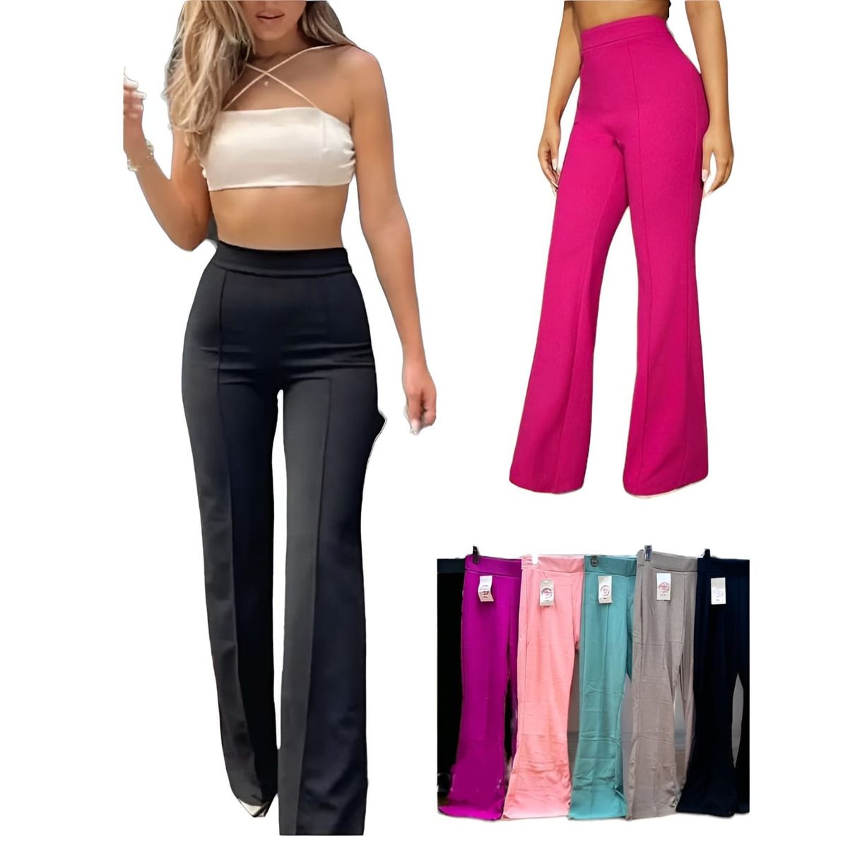 AGW - Pack 3 Pantalones Mujer Bota Campana