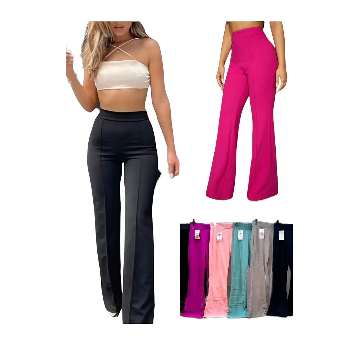 AGW - Pack 3 Pantalones Mujer Bota Campana