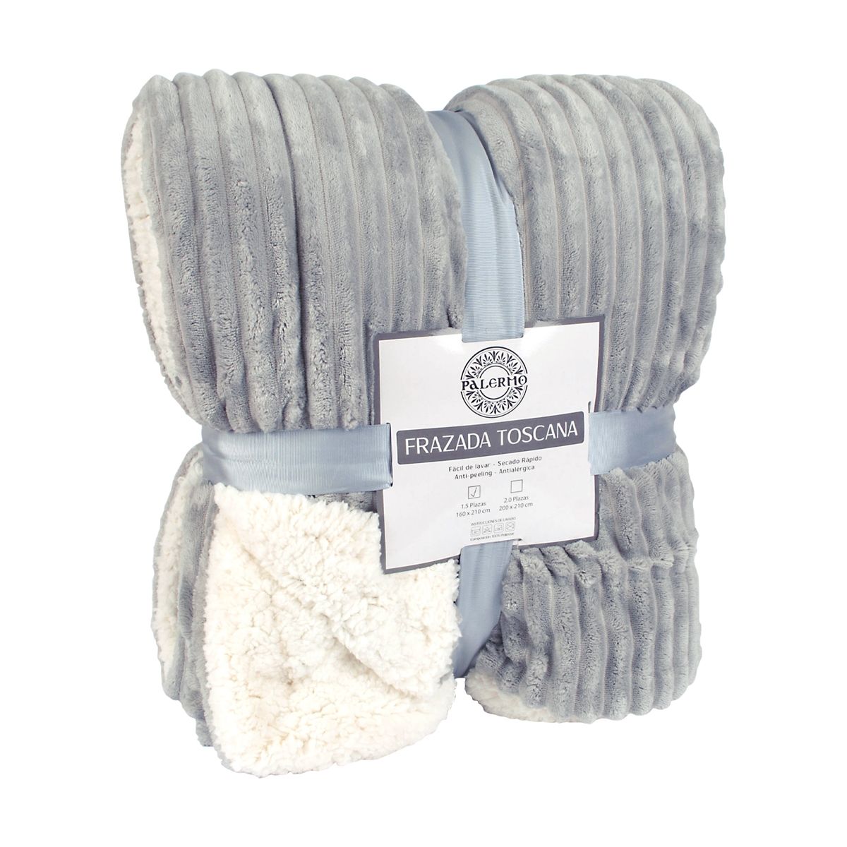 PALERMO - Frazada térmica "toscana" color "gris" 2 plazas
