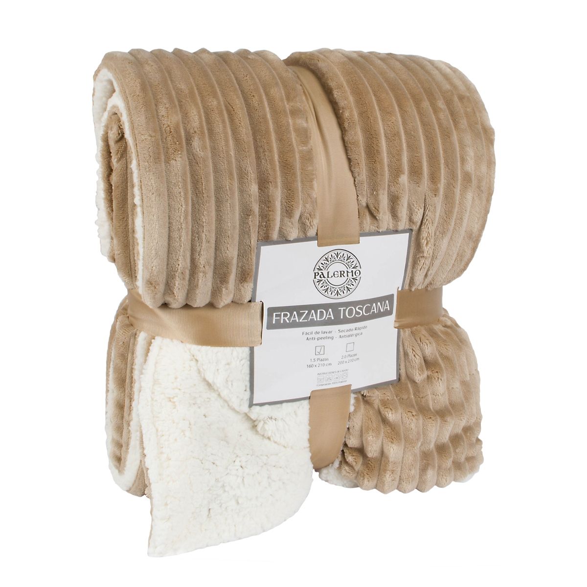 PALERMO - Frazada termica toscana color beige King