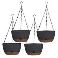 Kit 4 Macetero Colgante con Bandeja Extraíble y Drenaje M Negro