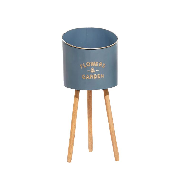 GENERICO - Macetero pedestal 27x27x61.5CM Gris Bighouse