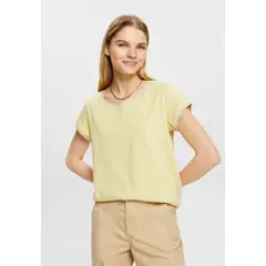 ESPRIT - Polera De Rayas Con Borde Enrollado Mujer