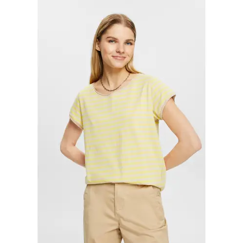 ESPRIT - Polera De Rayas Con Borde Enrollado Mujer