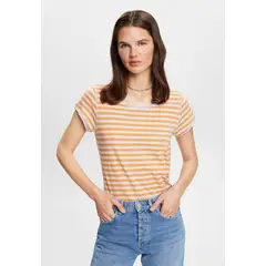 ESPRIT - Polera De Rayas Con Borde Enrollado Mujer