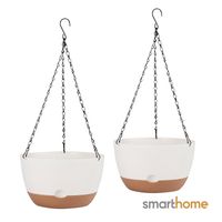 Kit 2 Macetero Colgante con Bandeja Extraíble y Drenaje L Blanca