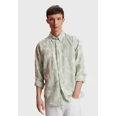 ESPRIT - Camisa Estampada Manga Larga Hombre