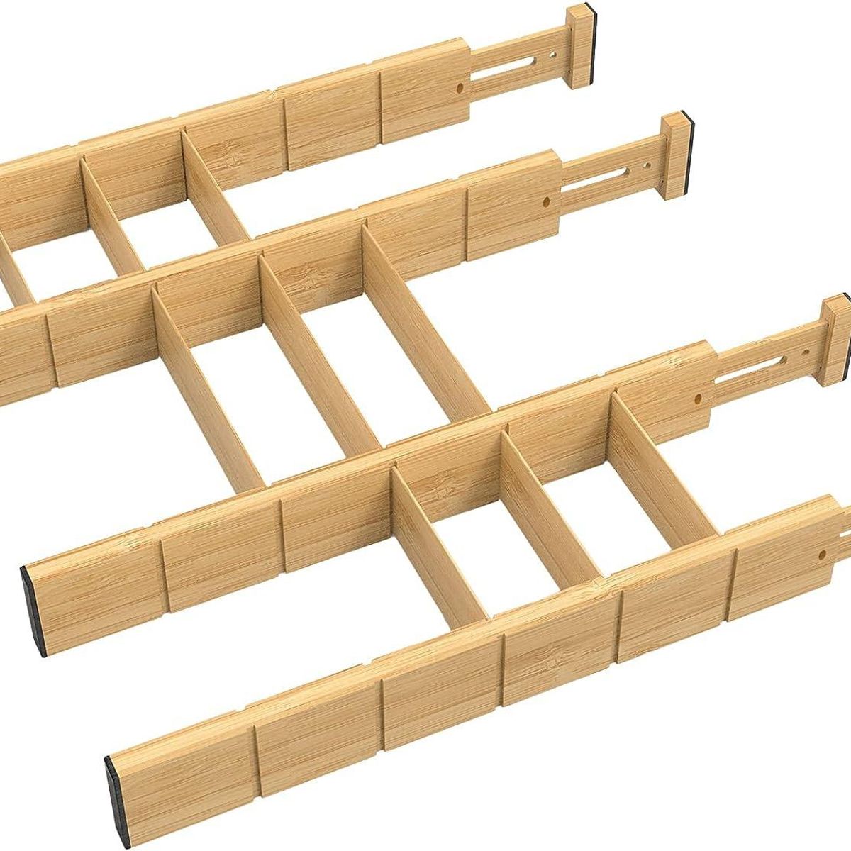 PARTYGLOBOS - Organizador Cajones Bambu Ajustables Expandibles Separadores