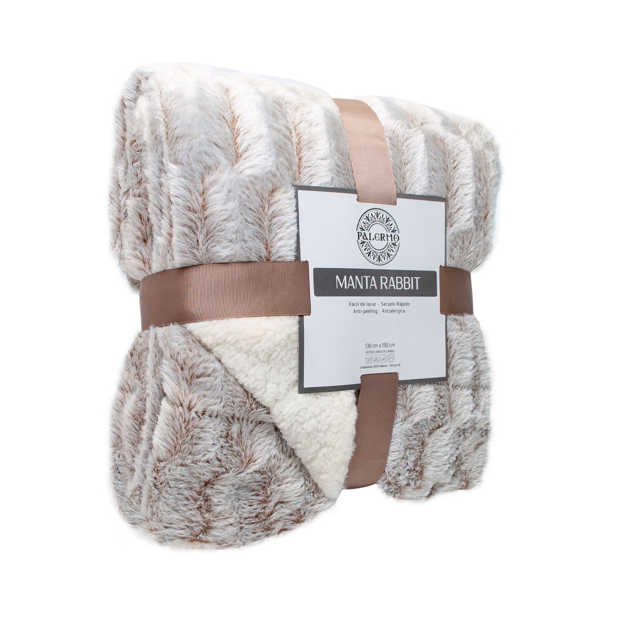 PALERMO - Manta rabbit color beige