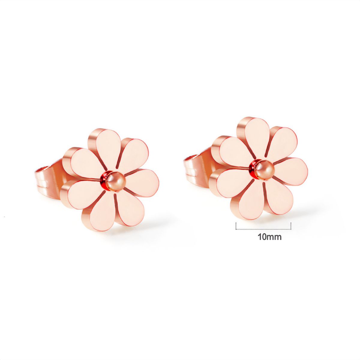 GENERICO - Aros de Acero Tipo Stud Flor - Fiore Rose