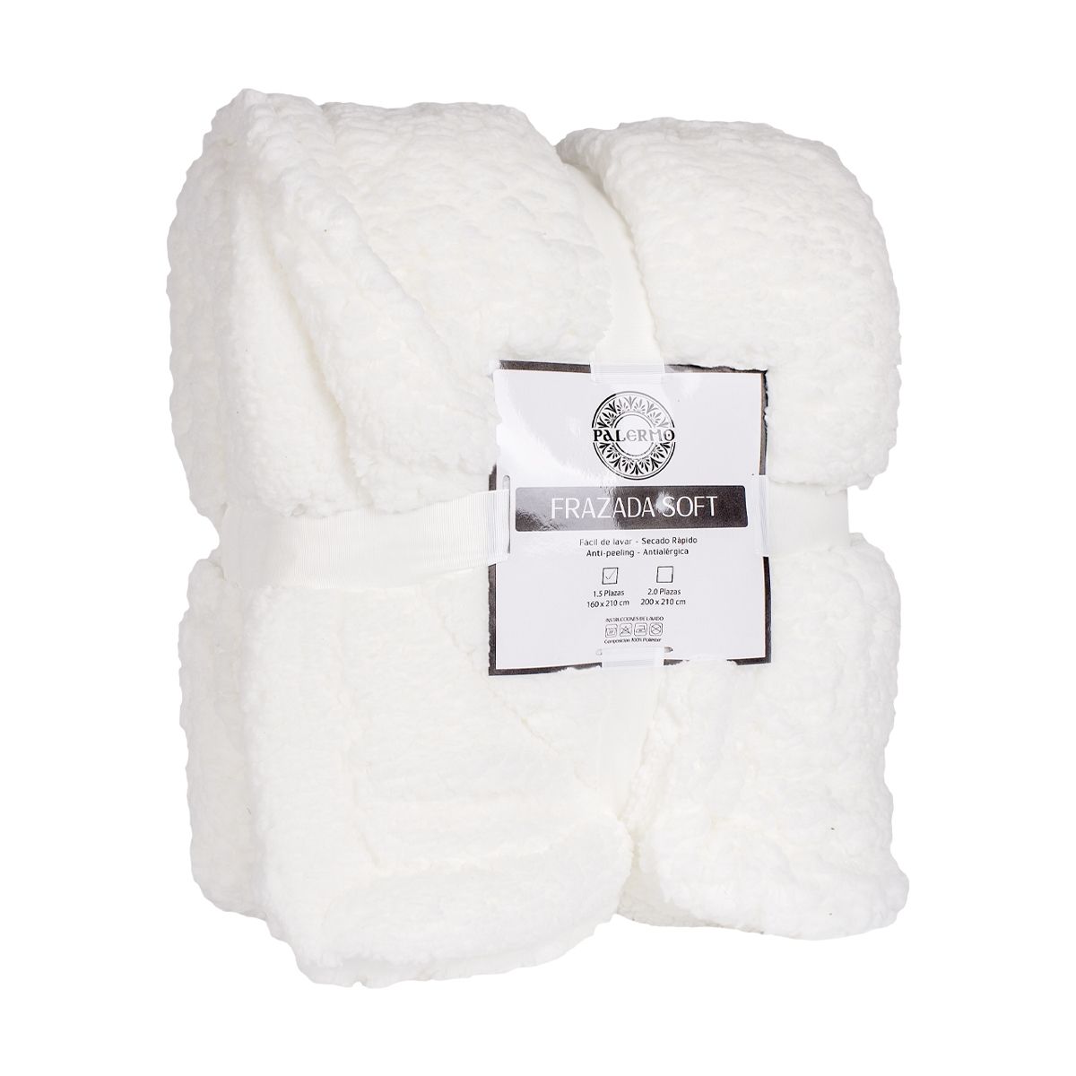 PALERMO - Frazada soft blanco 2.00 plazas