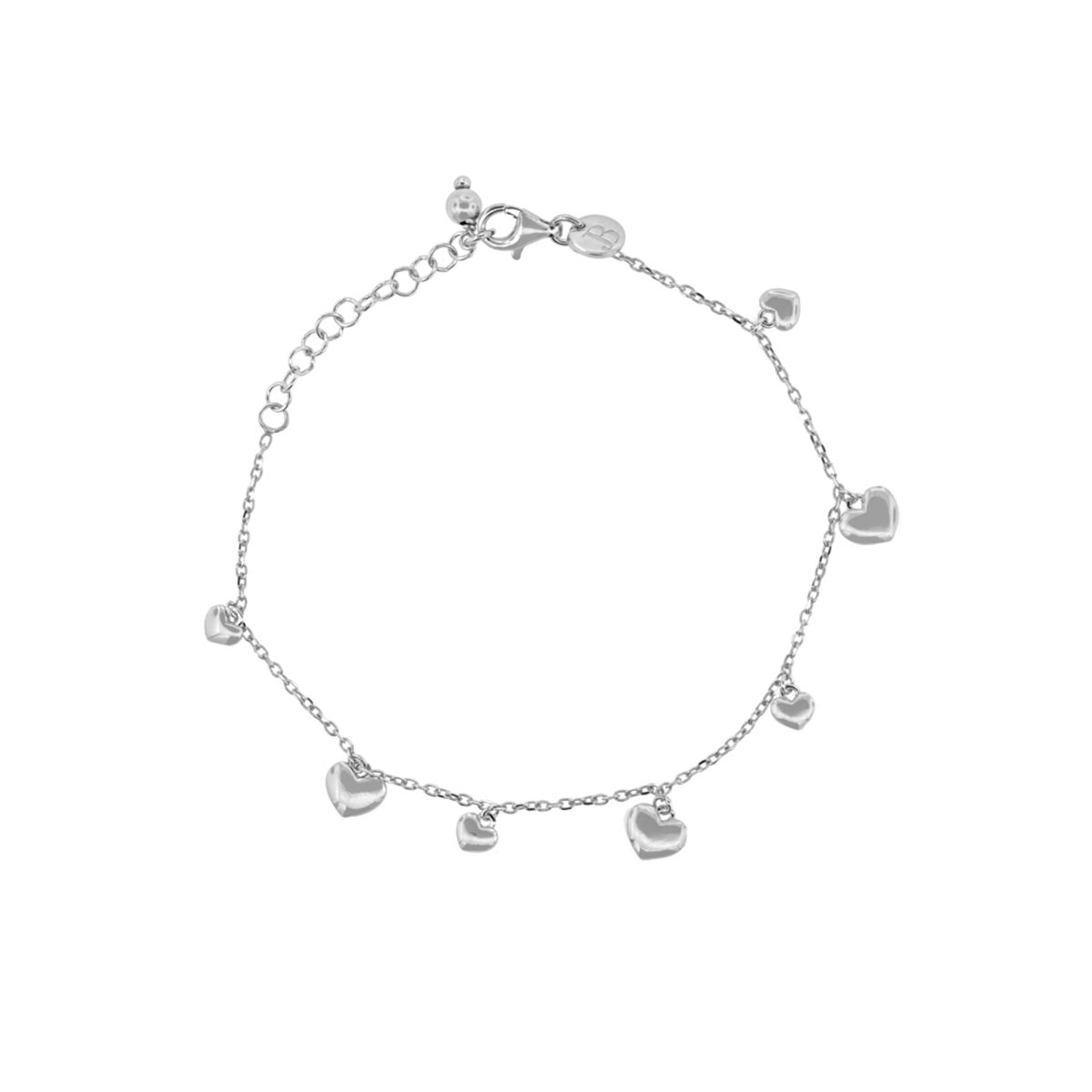 JB JOYAS BARON - Pulsera de Plata Esterlina 925 Corazón Solido