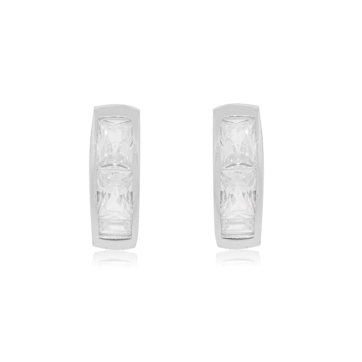 JB JOYAS BARON - Aros de Plata Esterlina 925 Argollas Circon Riel