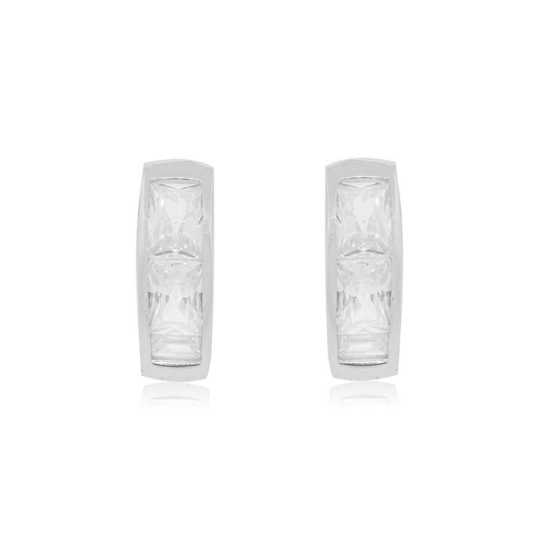 JB JOYAS BARON - Aros de Plata Esterlina 925 Argollas Circon Riel