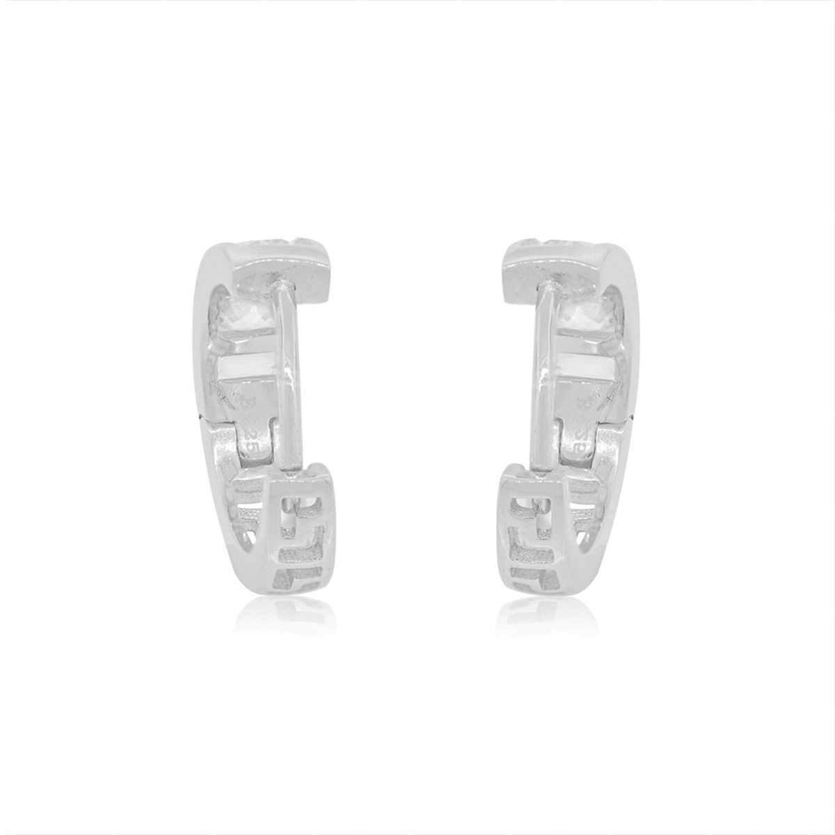 JB JOYAS BARON - Aros de Plata Esterlina 925 Argollas Circon Riel