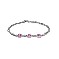 JB JOYAS BARON - Pulsera de Plata Esterlina 925 Triple Rosa Francia