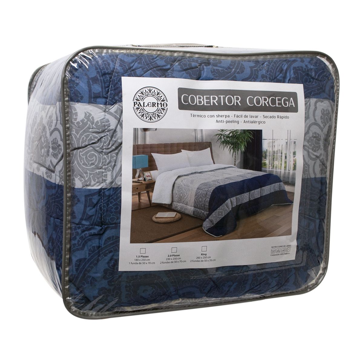 PALERMO - Cobertor corcega king 260x250 cfunda almohada