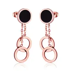 GENERICO - Aros de Acero Colgantes Bañados en Oro Rosado - Alina Rose
