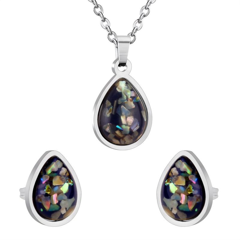 GENERICO - Set Collar y Aros de Acero - Vitreo Black